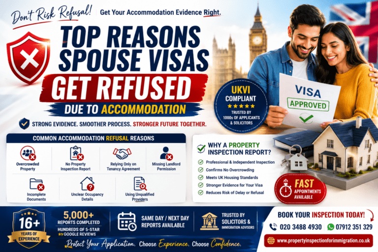 Learn the top reasons spouse visas get refused due to accommodation issues and how to avoid refusal with the right property inspection report.