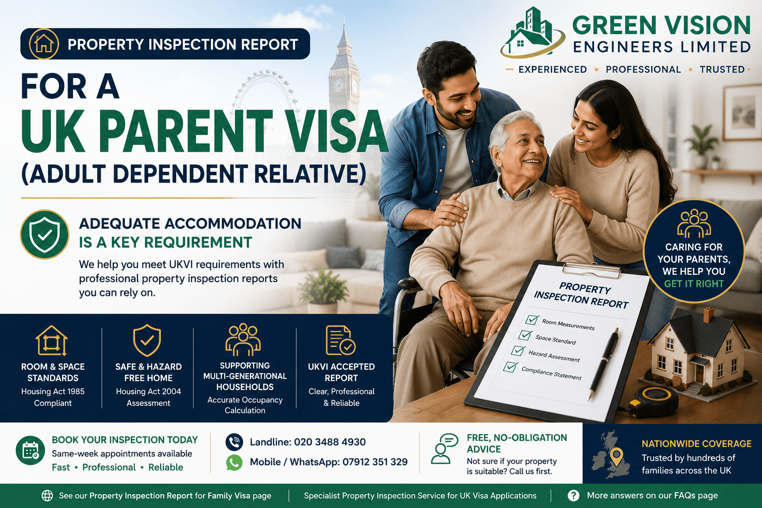 Property Inspection Report for a UK Parent Visa (ADR)