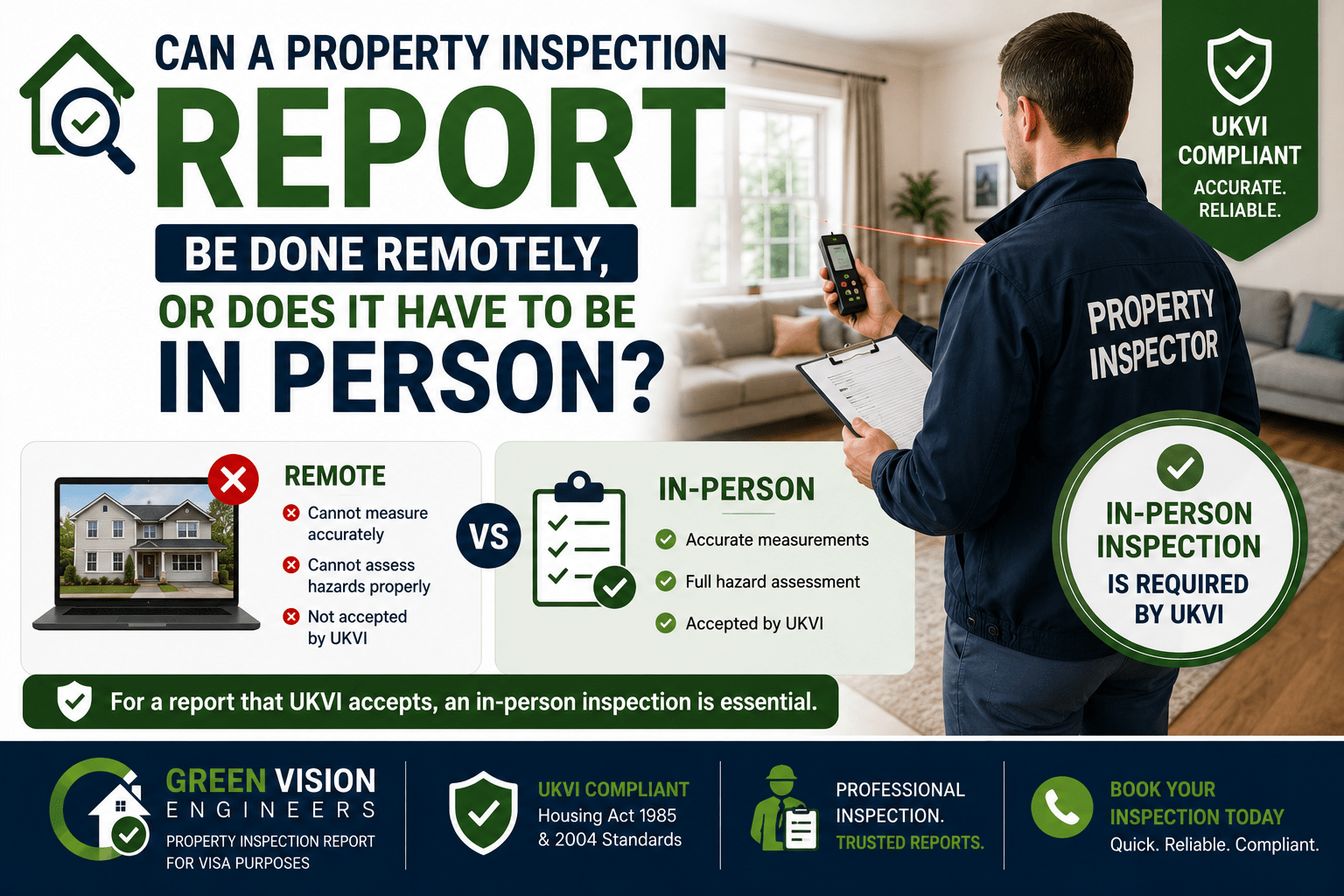 Surveyor visiting a property in person to carry out a UKVI-compliant property inspection report